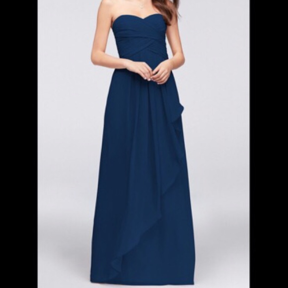 Navy Blue Strapless Gown. Wedding, prom, dance.